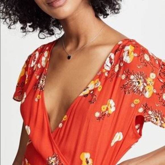 Free People Jess Red Floral Wrap Maxi Dress | Size‎ Small - Picture 3 of 8